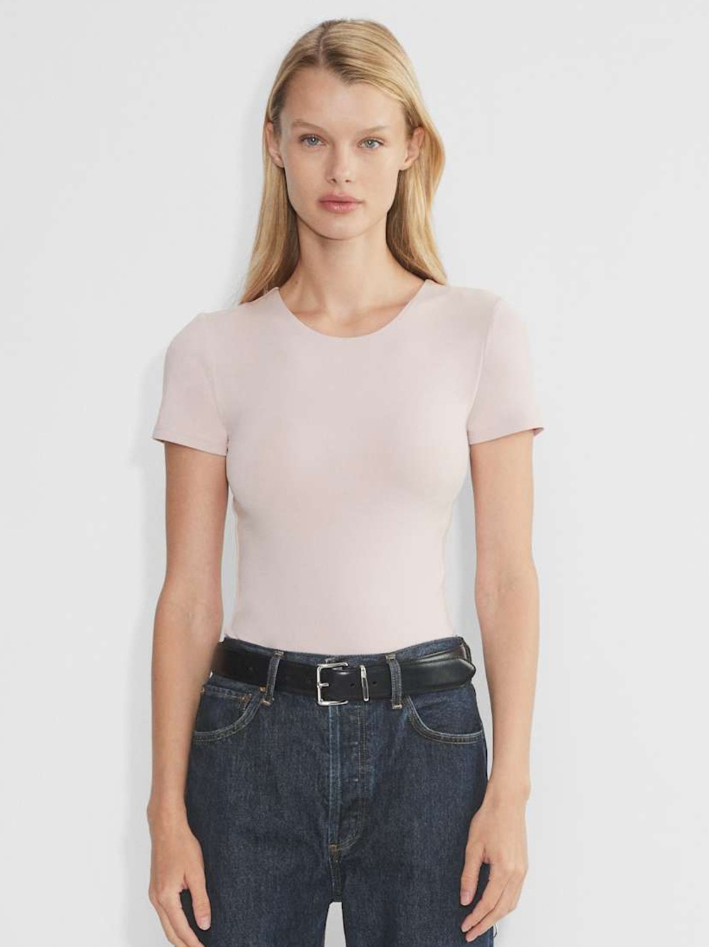 Aritzia Contour Limited Edition Soft Blush Short-Sleeve Crew Bodysuit Small